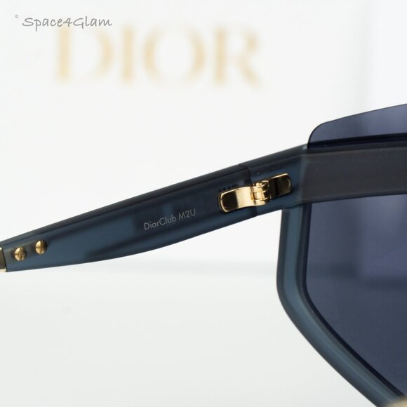 Dior Women Sunglasses Navy Blue Silver Mirror Blue Mask DIORCLUB M2U 31B7 NEW - Picture 6 of 9